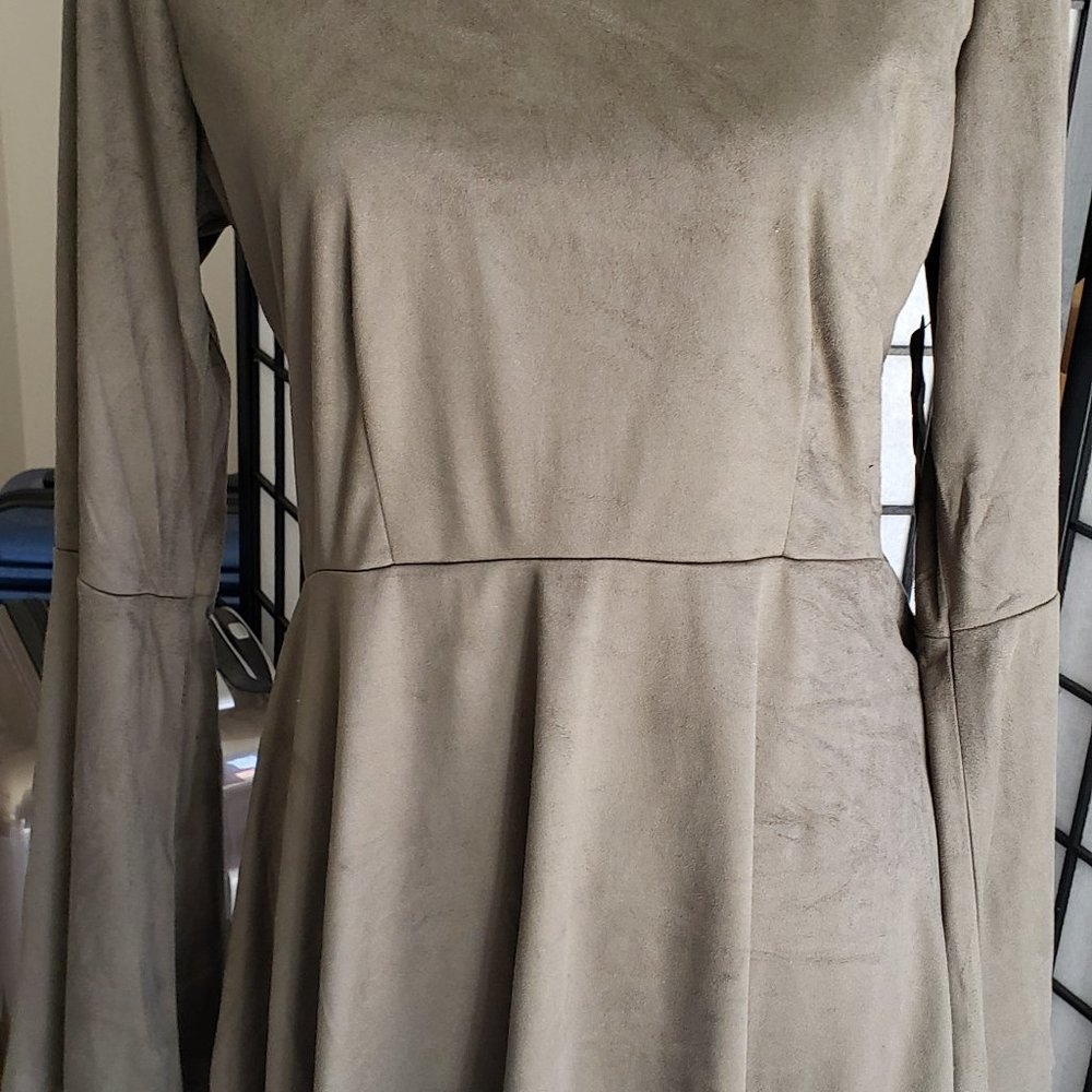 Olive micro-suede a-line/empire dress